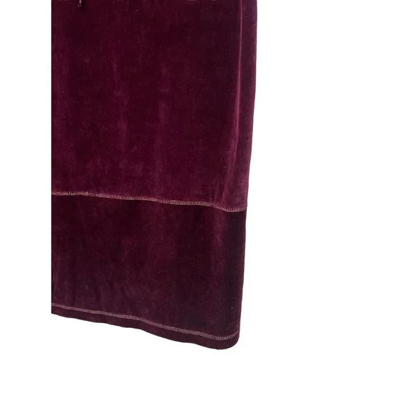 VTG Velour Maxi Skirt Womens Medium Merlot Sporty Spice Varsity Drawstring Y2K - Picture 2 of 11